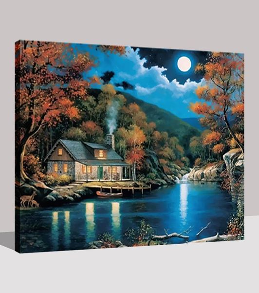 Diy Malen Nach Zahlen Für Erwachsene Mond Nacht Landschaft Malerei Leinwand Durch Zahlen Acryl Wand Malerei Für Home Arts7735857