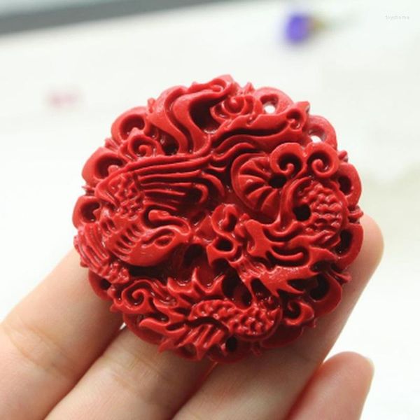 Anhänger Halsketten Chinese Red Vermilion Dragon Phoenix Halskette Lucky Charm JewelryPendant