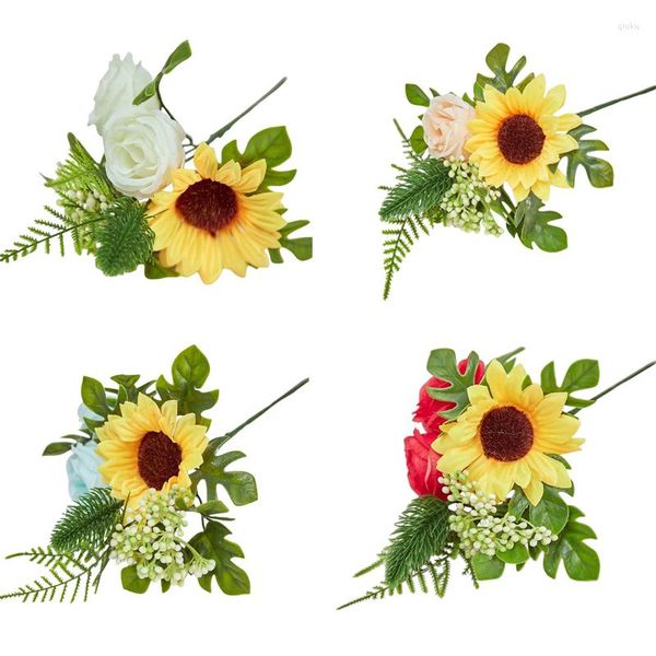 Dekorative Blumen-gefälschte Sonnenblumen-Blumenzucht-Paket-künstliche Blumen-Dekoration für Wohnzimmer-amerikanische Retro-Tischmöbel