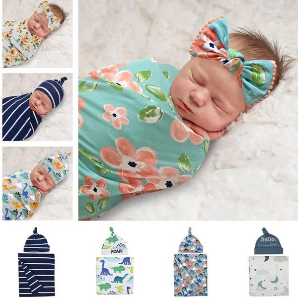 Cobertores 2pcs/Conjunto de Baby Fashion Swaddle Blanket Printing Boy Girl Sleeping Sleeping