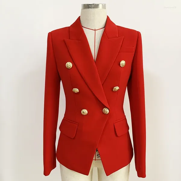 Kadın Suitler Sonbahar Kış Vintage Klasik Tasarımcı Blazer Çifte Göğüslü Ceket Ofis Bayanlar Çalışma Resmi Giyim Üstü