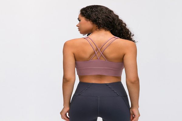 78 roupas de yoga sutiã esportivo ambos os ombros à prova de choque roupa interior mulher reunir ventilação logotipo da marca bras3282393
