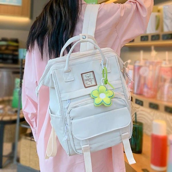 Школьные сумки, белая женская дорожная кавайная книга, рюкзак для ноутбука, женская модная студенческая сумка, модная женская сумка для отдыха, студенческая женская сумка