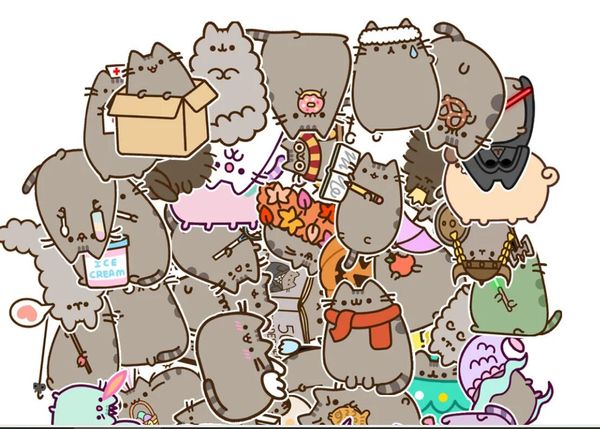 50 pçs kawaii chunky gato adesivos bonito decorativo papelaria scrapbook caderno telefone diário diy à prova dwaterproof água crianças adesivo brinquedo