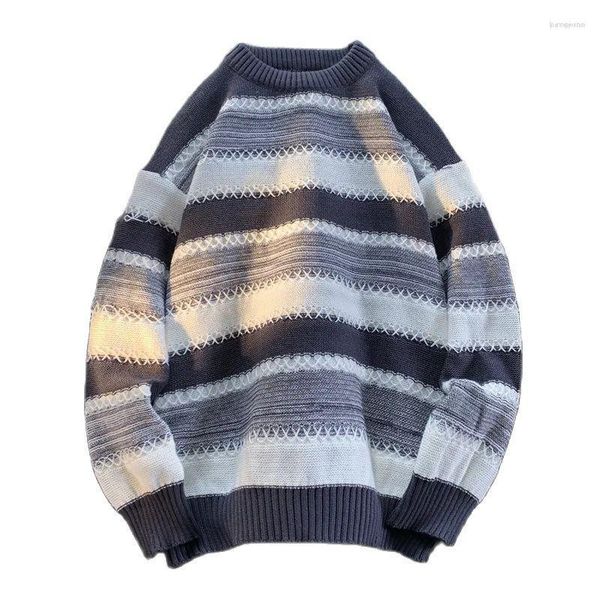 Maglioni maschili autunno da uomo sovradimensionato maglione a strisce mastii da masher largy jumper jumper modalità coreana streetwear pullover vintage abbigliamento top