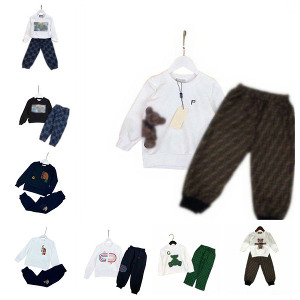 Designer per bambini autunno e inverno tendenza nuovo stile casual grandi ragazzi e ragazze manica lunga con cappuccio pantalone taglia 90-160 cm f002