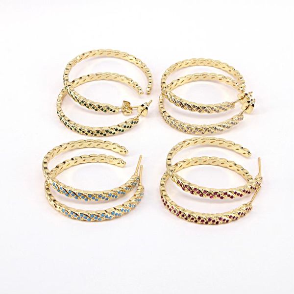 Orecchini a cerchio Huggie 5 paia CZ Pave Trendy color oro Gioielli rotondi Zircone all'ingrosso per le donne