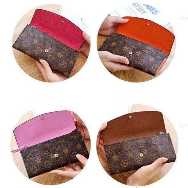 Top Quality Brown Flor Carteiras Atacado Senhora Vermelha Longa Carteira Multicolor Designer Coin Bolsa Titular Cartão Caixas Originais Bolsas Mulheres Clássico Zipper P