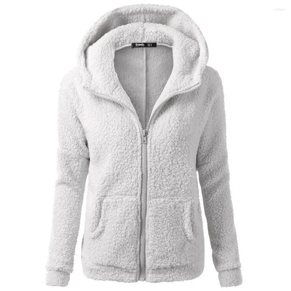 Kadın ceketleri kadın artı beden kapüşonlu sweatshirtler kışlık kapüşonlar sıcak fermuarlı yün polar kalın ceket cepleri ceketler uzun kollu