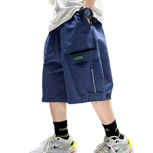 Shorts Jungen Shorts Heißer Sommer Lose Hosen Teenager Hosen Kleidung Jungen Casual Cargo Kurze Hosen Kinder Elastische Taille Baumwollhose AA230404