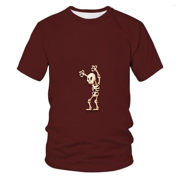 Camisetas masculinas Personalidade Abstract Graphic Design Skull Skull 3D Impressão de moda casual T-shirt de manga curta
