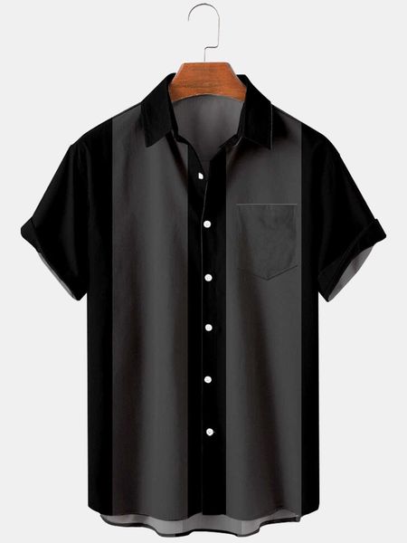 Camicie casual da uomo Camicia a maniche corte da bowling retrò casual da uomo Camicia a maniche corte da campo bicolore classica da uomo e da donna 2022 AA230503