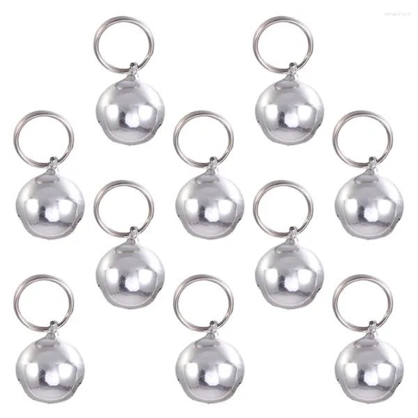 Coleiras de cachorro 10pcs pet pequenos sinos colar charme jingle pingente acessórios para gato filhote de cachorro gatinho (prata 18mm) tag