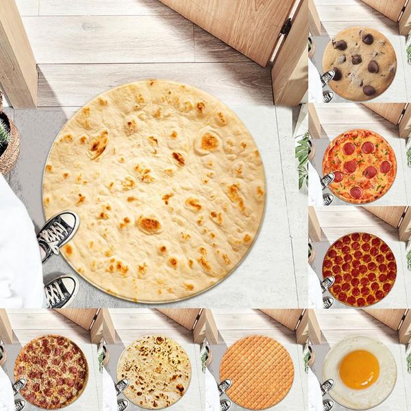 Halılar Aile Gıda Sandalyesi Yastık Pizza Baskılar Yuvarlak Kapı Mat Sarbuz Battaniye Kaymaz Yatak Odası Halı Mats Banyo Ev Dekorasyon