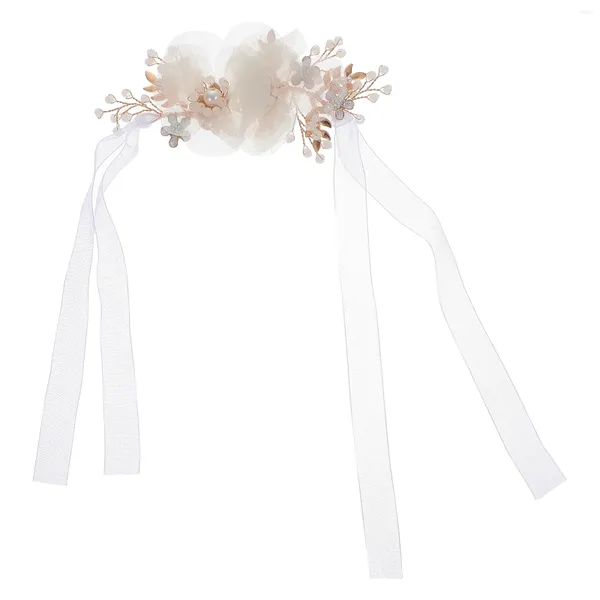 Fiori decorativi Bracciale floreale da sposa Polso artificiale da sposa con cinturino in foglia d'oro per bouquet da damigella d'onore per banchetti per feste da ballo