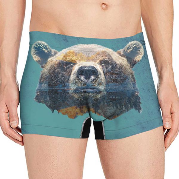 Calça Galaxy Quadrangle Animal Print Masculina Canto Plano Cueca de Poliéster Shorts Grande MC6F