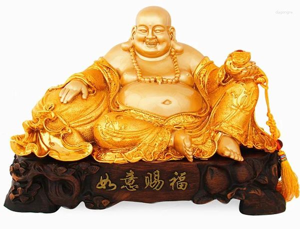 Orologi da tavolo 42 cm Resina Galvanotecnica Articoli per l'arredamento in oro Maitreya Salotto Decorazione dell'ufficio Casa Ridere Buddh Artigianato