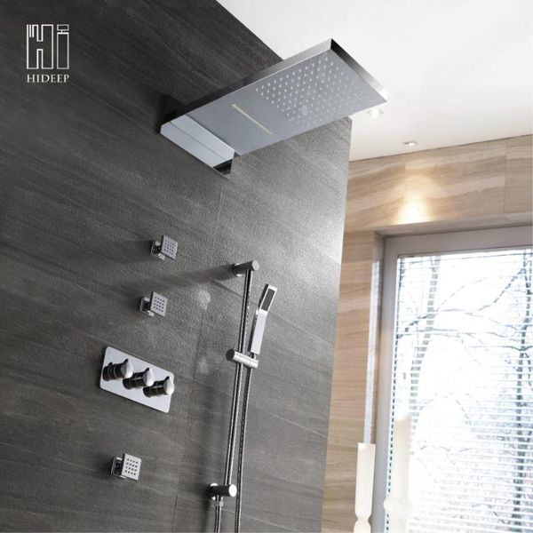 Set di doccia da bagno set di precipitazioni Sistema in ottone da bagno cromo rubinetto di lusso mixer muro incorporato incorporato