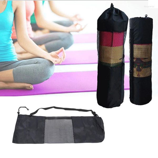 Sacos ao ar livre conveniência preto mochila yoga esteira impermeável transportadora malha alça ajustável esporte ferramenta ginásio de alta qualidade