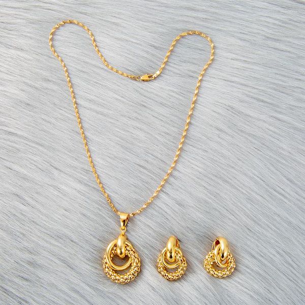 Halskette Ohrringe Set Saudi-Arabien Sets Goldfarbe Afrikanischer Partyschmuck Arabisches Brautgeschenk Hochzeit Äthiopischer Schmuck