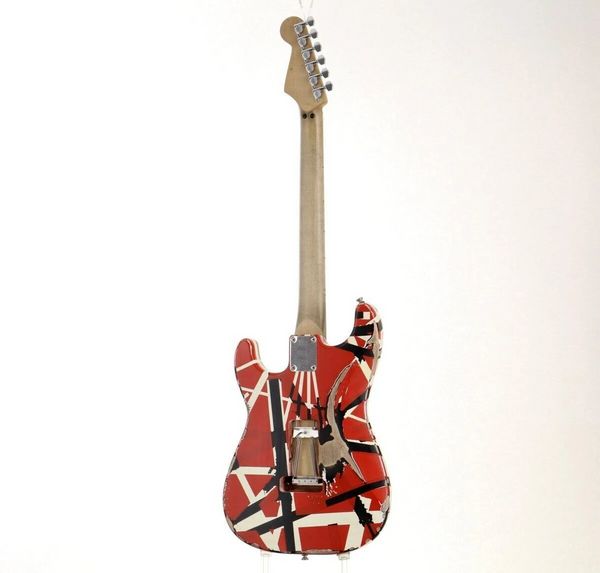 EV H Striped Series Frankie Red Black White Relic Guitarra elétrica #5236