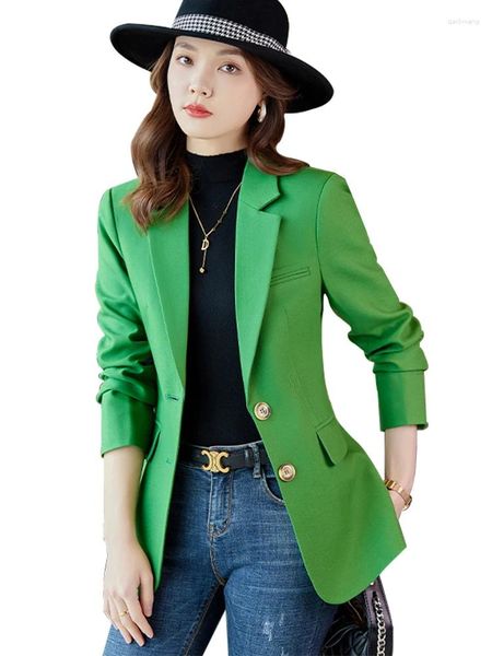 Ternos femininos moda outono inverno mulheres blazer senhoras jaqueta damasco verde vermelho preto único breasted feminino trabalho de negócios desgaste casaco formal