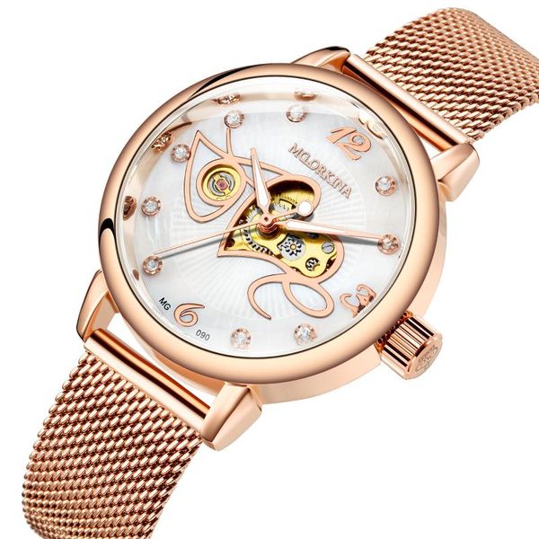 Relógios de pulso adoram relógios mecânicos automáticos mulheres rosa ouro relógio lady girl Dress Relógio Montre femme