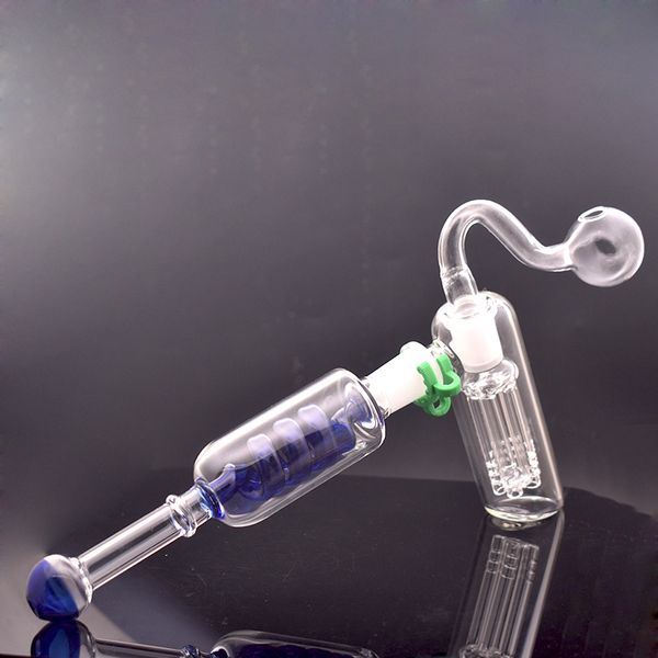 Hammer pesado Dab Rig Bong Bong Gongoh 6 Armador Filtro de filtro Filme Bubbler Tubos de água Reciclador de gelo Bongo com oi do queimador de óleo de vidro machado e tigela de tabaco