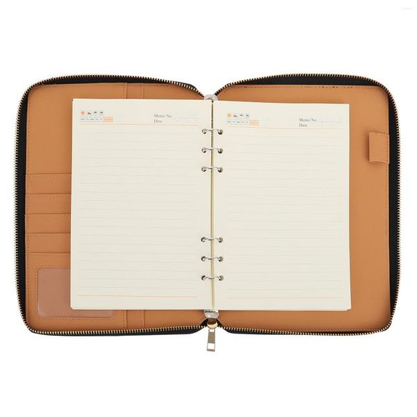 Blocco note Notebook Business Zipper A5 Padfolio Planner Manuale giornaliero Programma di scrittura Custodia portatile con cerniera Mini Leaf Loose