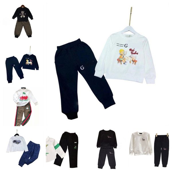 Designer per bambini autunno e inverno tendenza nuovo stile casual grandi ragazzi e ragazze manica lunga con cappuccio pantalone taglia 90-160 cm f007