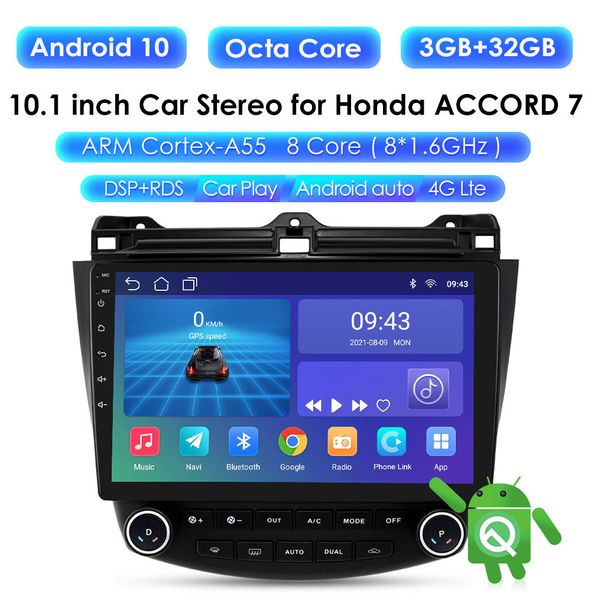 10 1 polegada android carro dvd gps navegação rádio estéreo player para 2003 2004 2005 2006 2007 honda accord 7 cabeça unit279n