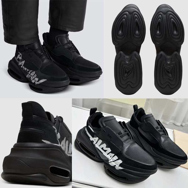 Damen-Designerschuh B-Bold-Turnschuhe aus gummiertem Leder und Neopren. Damen-Low-Top-Sportschuhe. Graffiti-Obermaterial mit hohler Sohle. Marken-Sportschuhe mit Stofffutter