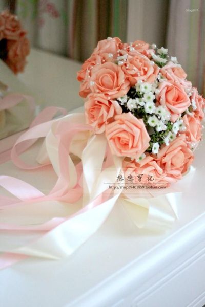 Декоративные цветы корейские свадебные цветочные букеты розы орхидеи смешаны спичка атласная кружевная лента бабочка бабочка бабочка