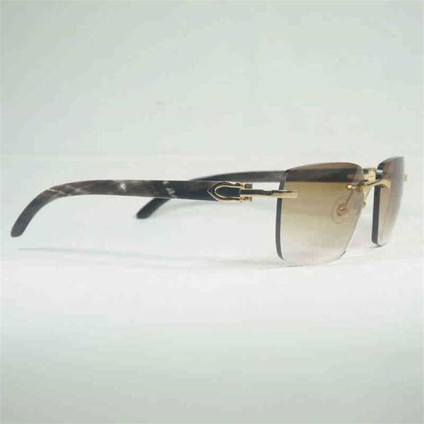 2023 Designer-Brille New Natural Wood Sonnenbrille Herren Schwarz Weiß Buffalo Horn Vintage Randlose quadratische Brille culos Gafas Zubehör B