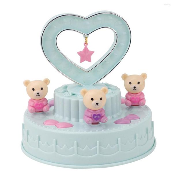 Estatuetas decorativas girando urso box clowwork movimento decoração para crianças netas e presente de aniversário do bebê