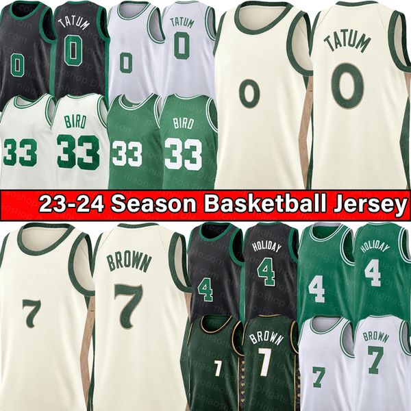 NBA„Boston„Celtics„Basketball Jersey Jayson Tatum Jaylen Brown Jrue Holiday Jersey Retro Larry 33 Bird Shiirt Kids Youth