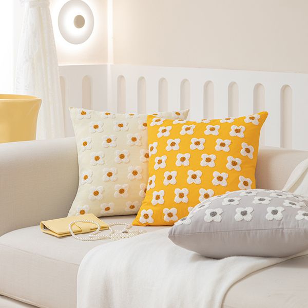 Margarida fronha bordado travesseiro moderno simples decoração de casa capa travesseiro sala estar cor sólida sofá almofada travesseiro 1224618