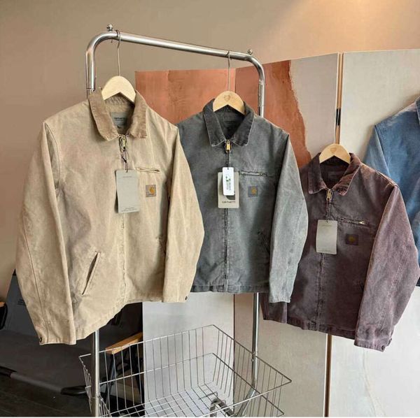 2023 jaquetas masculinas roupas de trabalho marca moda carhart detroit batik lona com zíper treinador casual solto tendência lazer yu6632