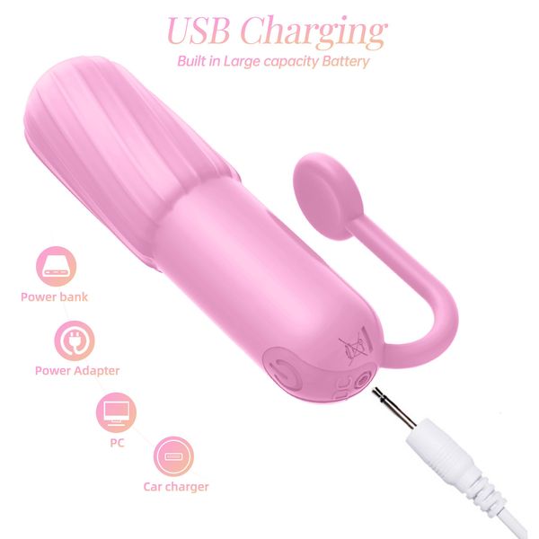 Vibratori LETTURN Vibratore Clitoride e stimolatore del capezzolo del punto G Vibratore Massaggiatore Proiettile Vagina vibrante Dildo USB ricaricabile portatile 230404