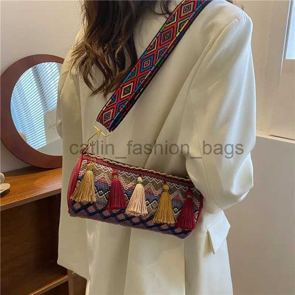 Umhängetaschen Bohemian Zylinderform Tasche Vintage Telefon Geldbörse Fransen Quaste Seitentasche für Mädchencatlin_fashion_bags