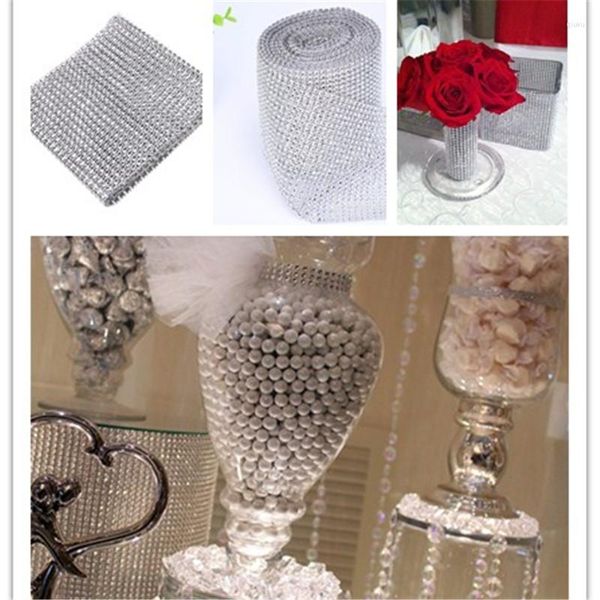 Fiori decorativi Nastro di strass di cristallo Bling Maglia di diamanti Avvolgere Rotolo di torta Bomboniera Decorazione Forniture per feste Decorazione 900 cm 12 cm