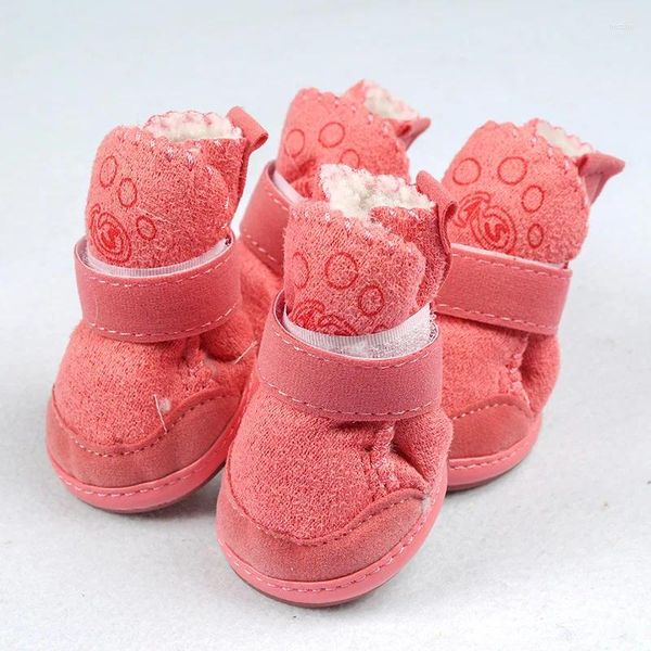 Costumi per gatti Scarpe per animali domestici Stivali da neve Cane Autunno e inverno Teddy Chihuahua Agnello Peluche Scarpe di cotone Forniture 4 pezzi