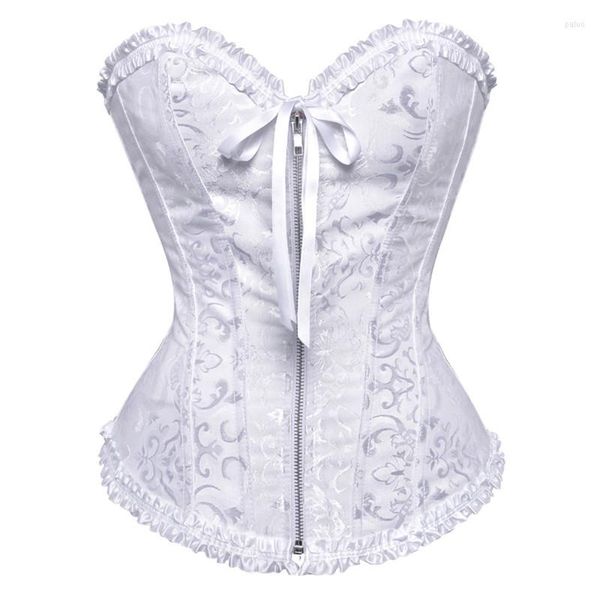 Intimo modellante da donna Corsetto sopraseno Pizzo sexy Taglie forti Cerniera erotica Floreale Bustino da donna Moda Pancia attillata Lingerie Top Broccato