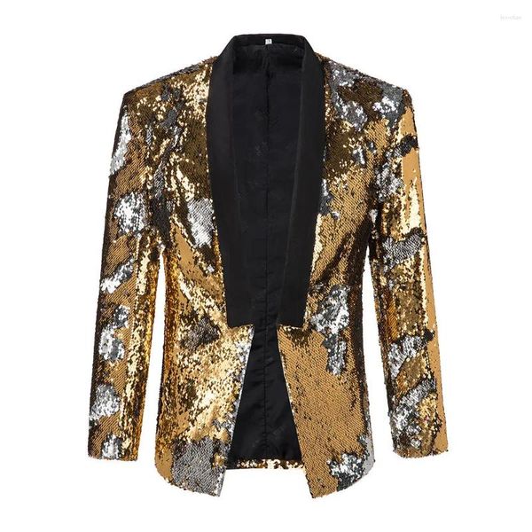 Abiti da uomo Abbigliamento coreano Abbigliamento da uomo in paillettes oro e argento Giacca da palcoscenico Giacca da uomo Costume da smoking