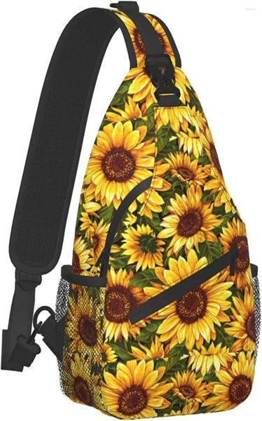 Rucksack Sunflower Flower Sling Bag Chest Crossbody Travel Wandern Daypack für Damen Herren mit Riemen Geldbörse Umhängetaschen