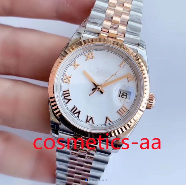 Die EW-Uhr hat einen Durchmesser von 36 mm und eine Dicke von 11,7 mm mit einem 3235 Uhrwerk, wasserdichtem Saphirglasspiegel 904, Armband 126233, das nahtlos mit dem Gehäuse verbunden ist