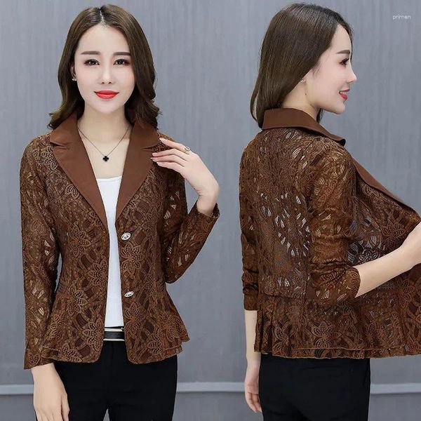 Damenanzüge Frauen High-End-Spitzenanzugjacke Weiblicher westlicher Stil Kleiner Mann 2023 Frühling Sommer Nähte Passender Rock Top Blazer