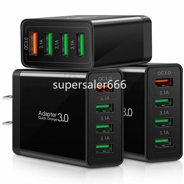 30w carregador rápido carregadores de parede usb 4 portas ue eua adaptador de energia de carregamento rápido para ipad iphone 7 8 11 12 13 14 samsung s11 s20 s1