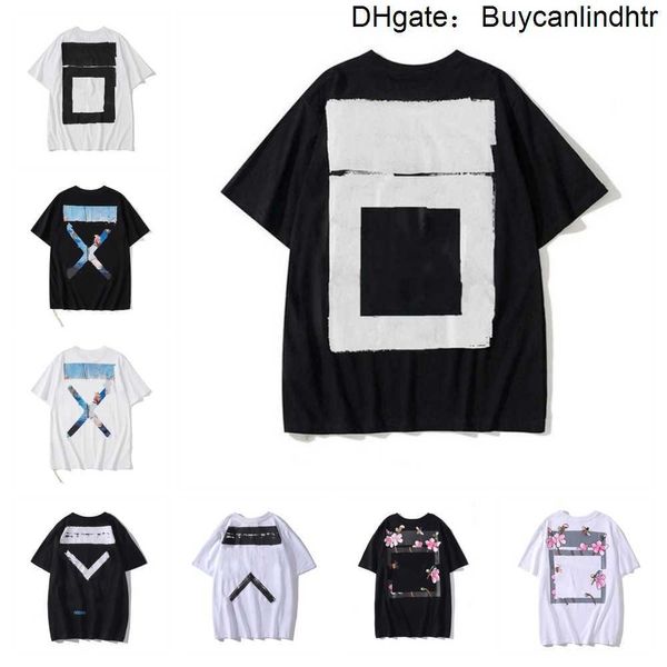 Brand Off Style Weiß Sommer T-Shirts Rendering Graffiti Arrstyle Lovers Baumwolle Kurzarm T-Shirt Backing Herrenhemd LDJL