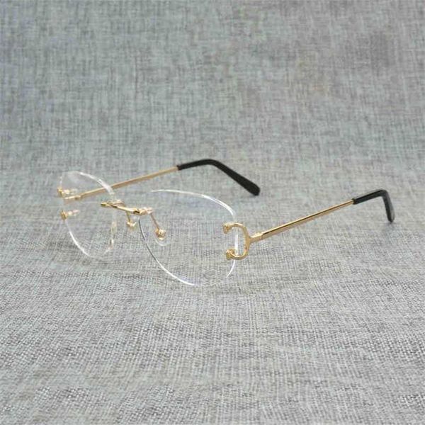 2023 Designer Brille Neue Vintage Randlose Quadratische Helle Brille Männer Oval C Draht Brillen Optische Metallrahmen Oversize Brillen Frauen Zum Lesen Oculos